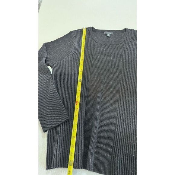 Alfani Women's Rib Knit Long Sleeve Pullover Sweater Shine Deep Black Size XL - Picture 5 of 9